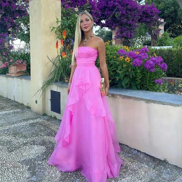 Kissprom NWT Elisa Light Pink A Line Strapless Organza Prom Dress Sz 4 - Picture 7 of 13